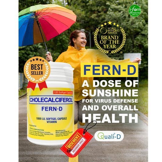 FERN-D Cholecalciferol (Vitamin D3) 60 Softgel Capsules I-fern USA