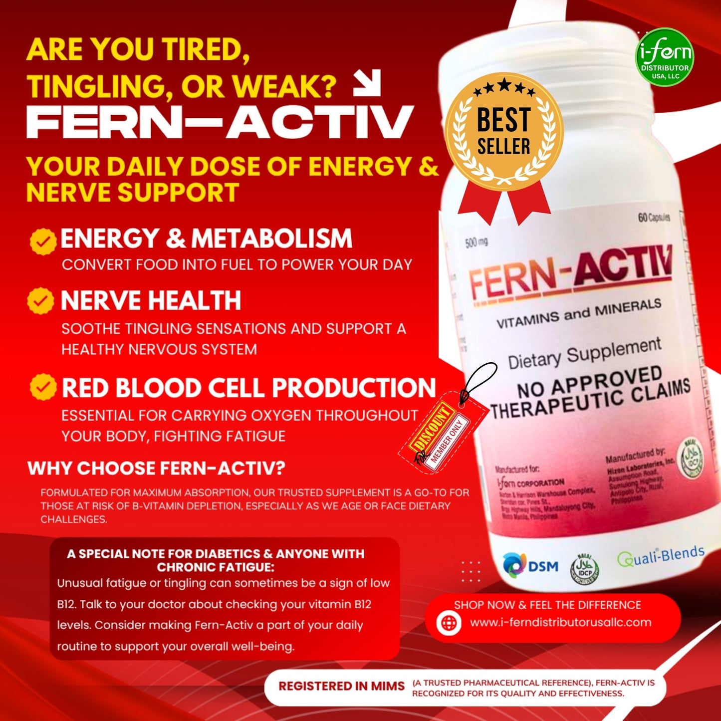 FERN-ACTIV 60 Capsules I-Fern USA