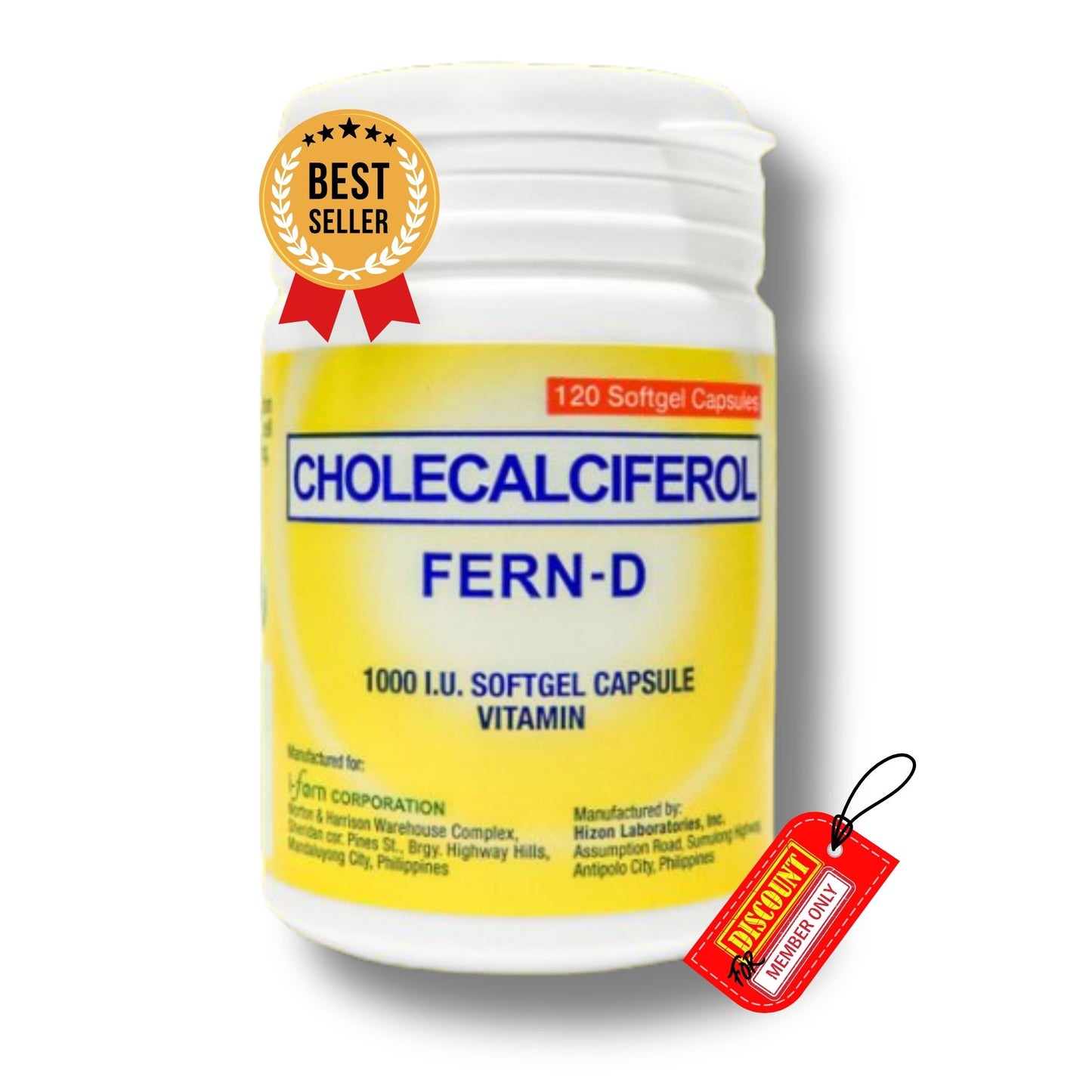 FERN-D Cholecalciferol (Vitamin D3) 120 Softgel Capsules I-Fern USA