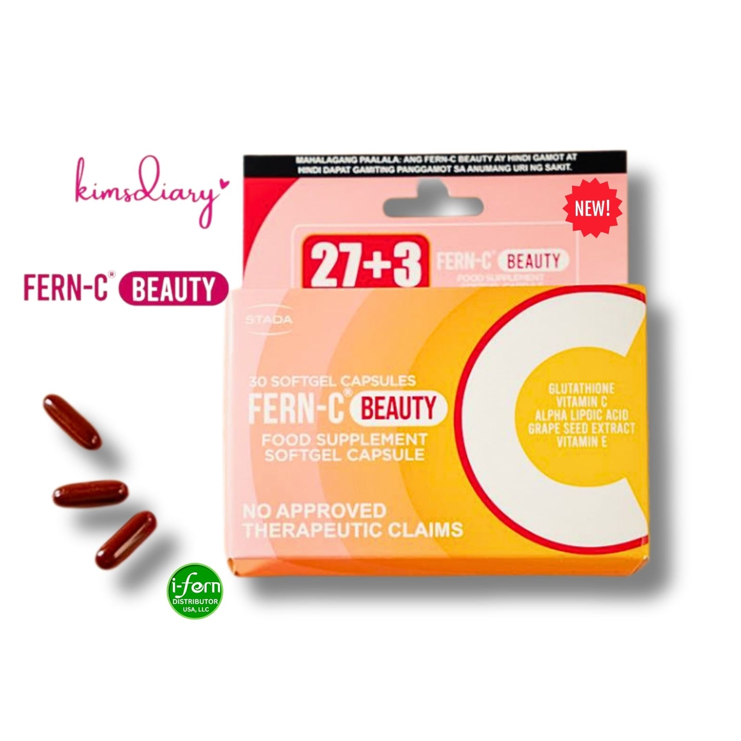 Fern-C Beauty Glutathione 30 Softgel Capsules I-fern USA