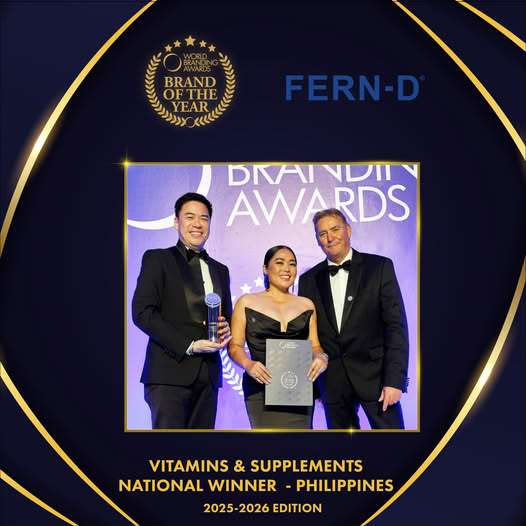 Sir Tommanny Tan, President & CEO of I-FERN, proudly receiving the 7X Brand of the Year 2025-2026 Award for FERN-D in the Vitamins & Supplements category at the World Branding Awards in Osaka, Japan