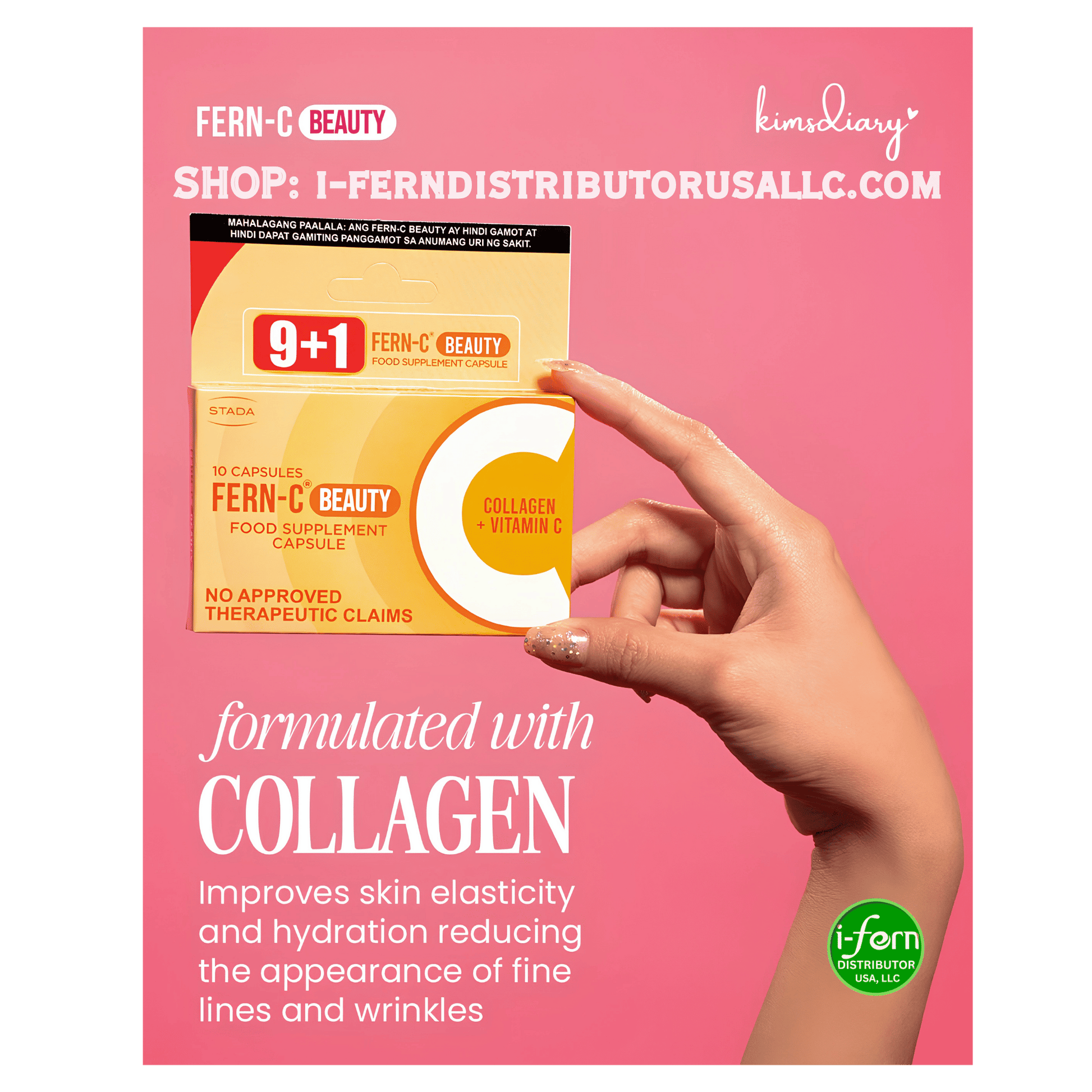 Fern-C Beauty Collagen 10 Capsules I-fern USA shop online i-ferndistributorusallc.com