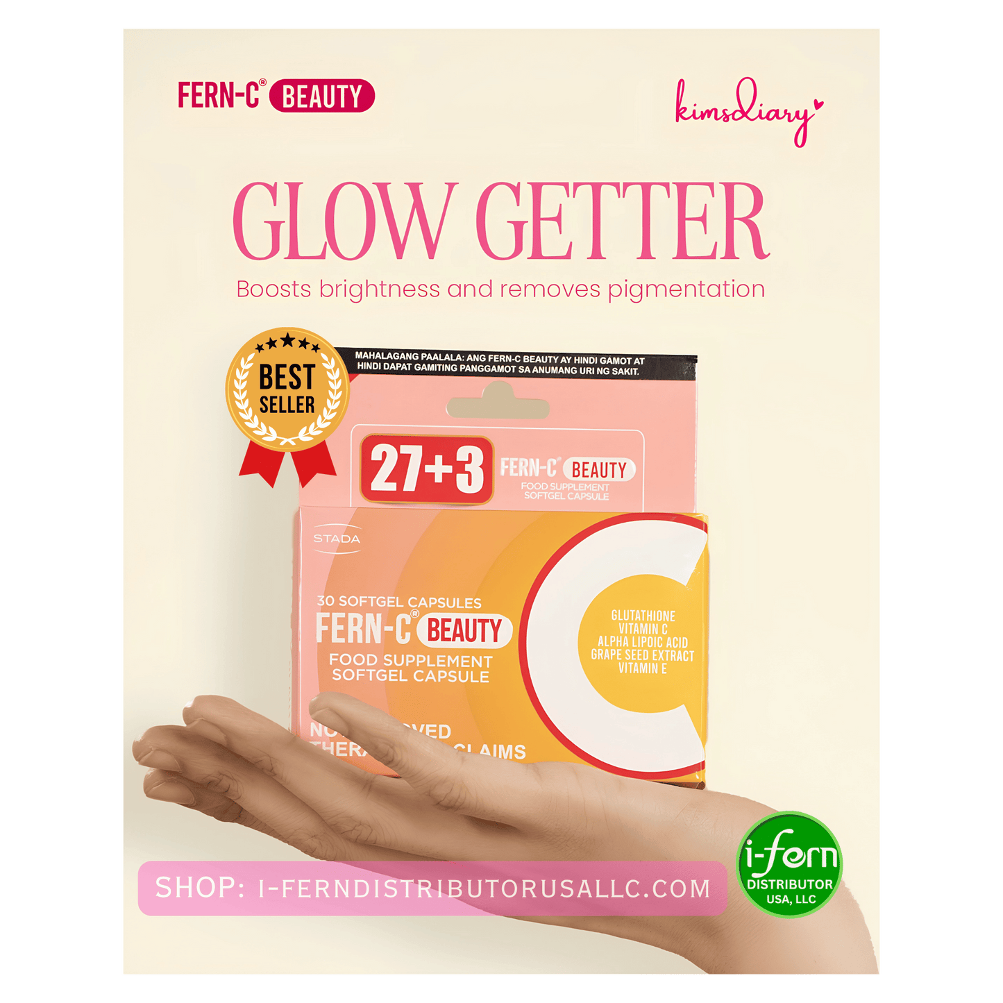 Fern-C Beauty Glutathione 30 Softgel Capsules I-fern USA