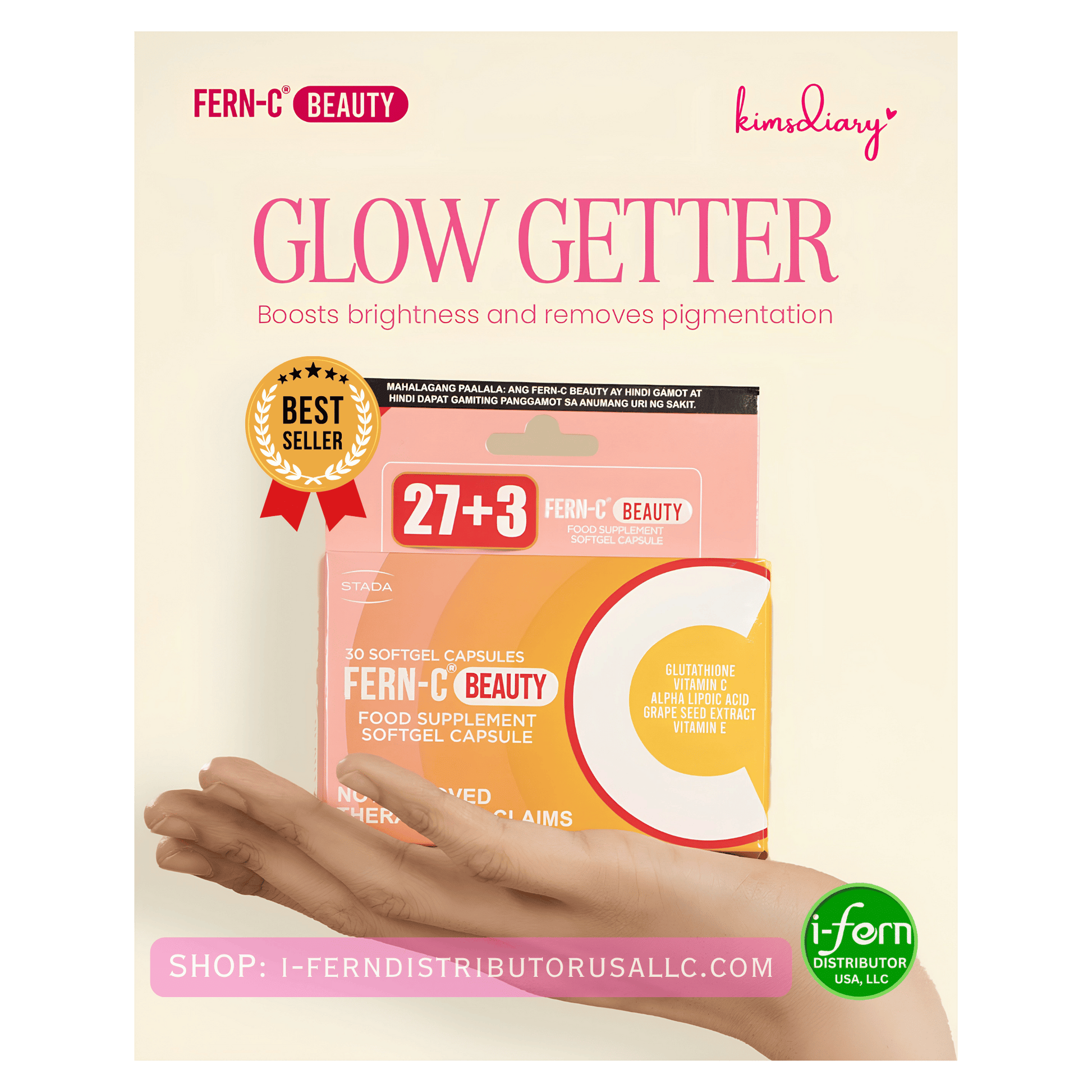 Fern-C Beauty Glutathione 30 Softgel Capsules I-fern USA