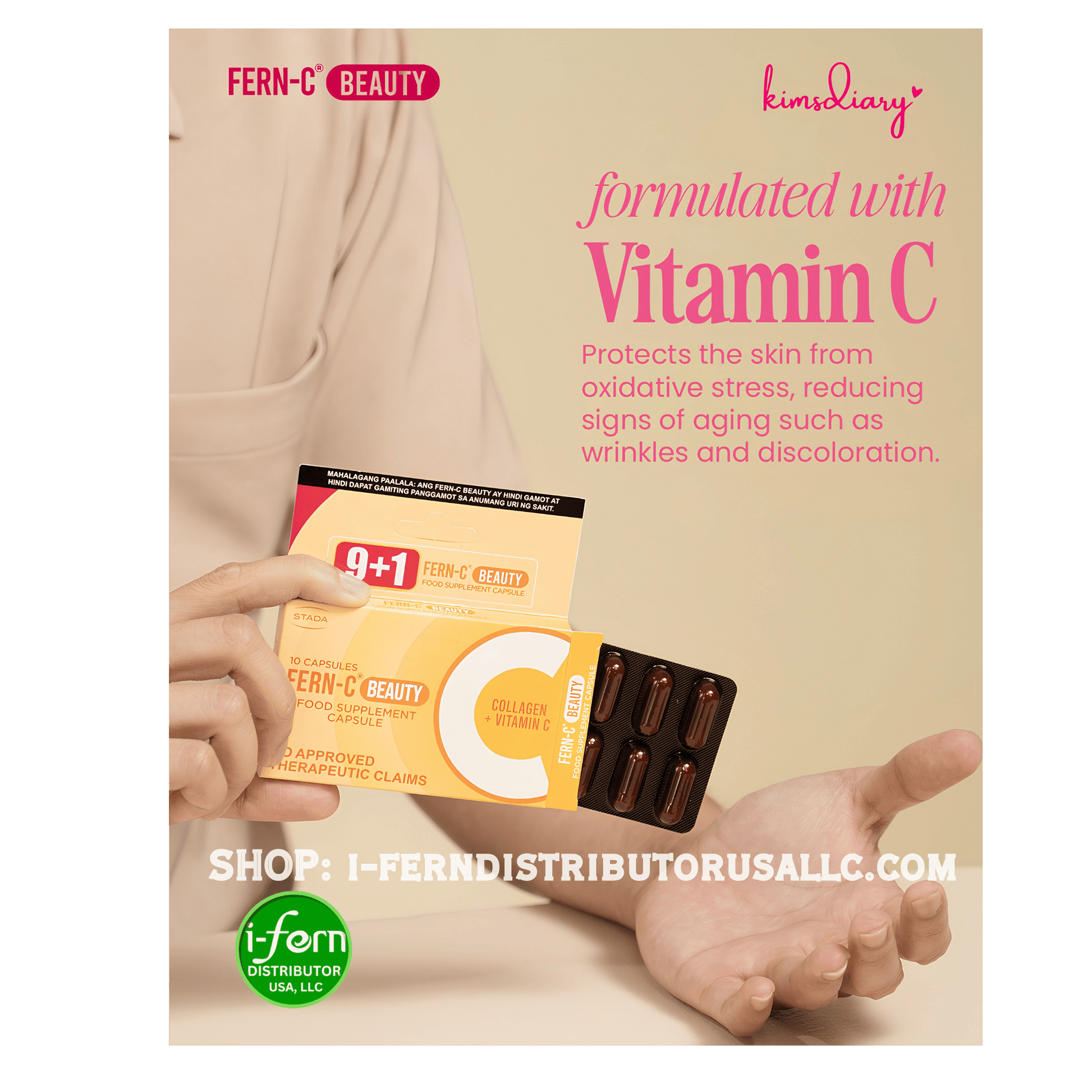 Fern-C Beauty Collagen 10 Capsules I-fern USA shop online i-ferndistributorusallc.com