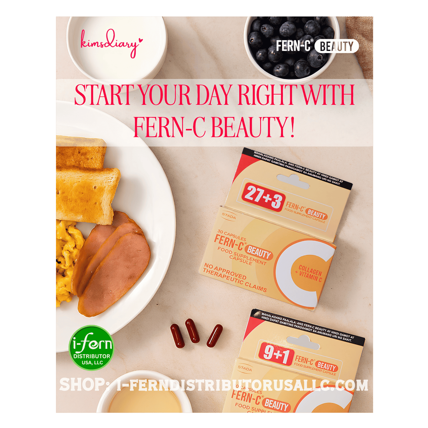 Fern-C Beauty Collagen 30 Capsules I-fern USA shop online i-ferndistributorusallc.com