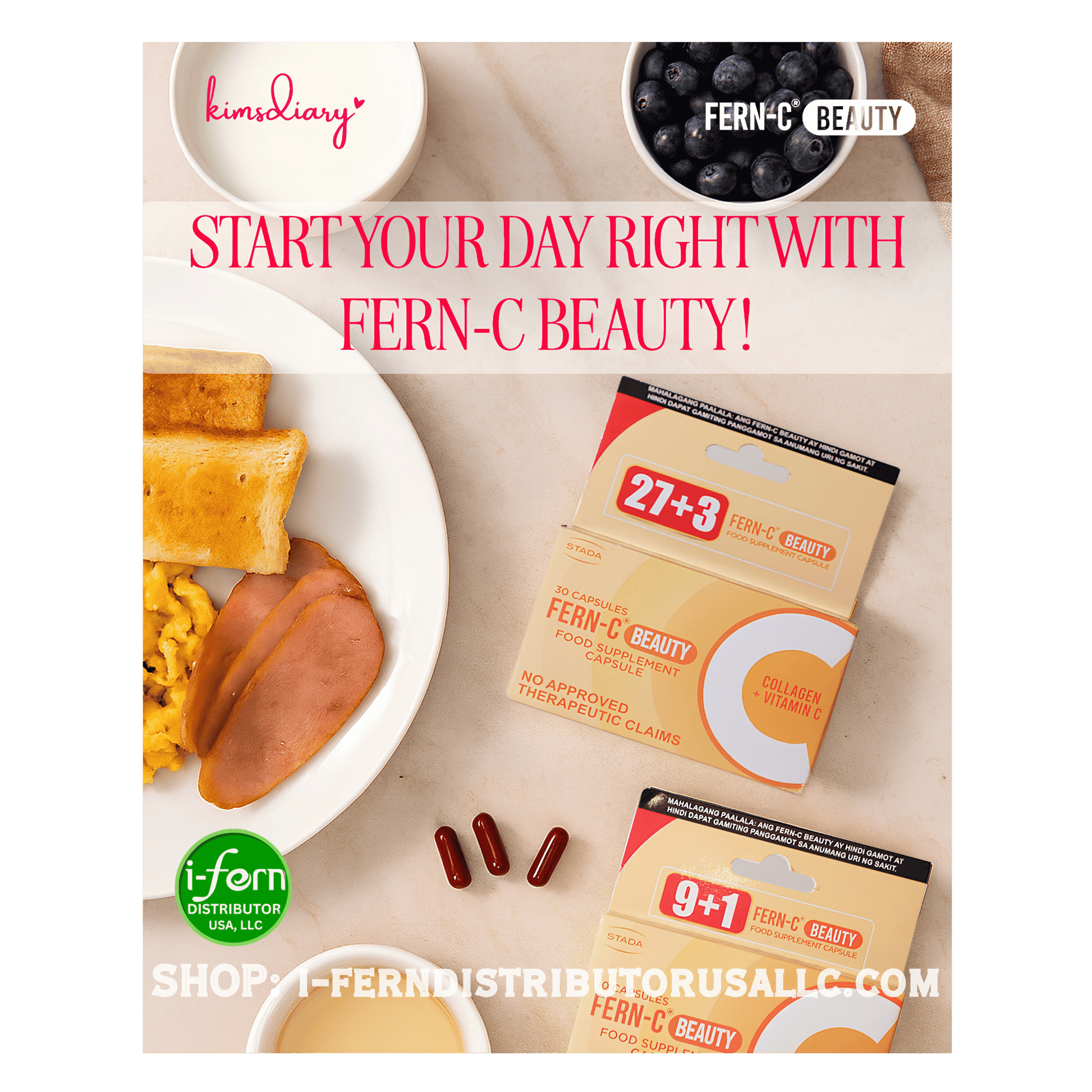 Fern-C Beauty Collagen 30 Capsules I-fern USA shop online i-ferndistributorusallc.com