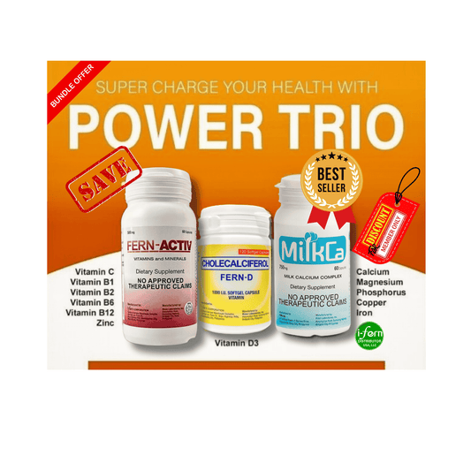 I-Fern Power Trio | Fern-D 1,000 IU 120 Softgels & Calcium USA