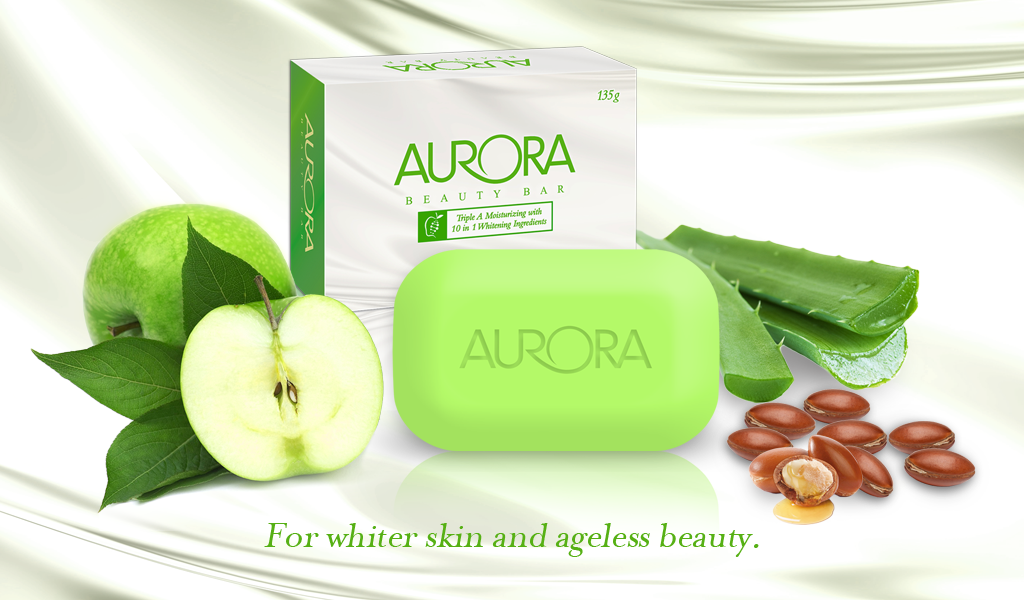 Aurora Soap box and green bar with green apple aloe vera and argan seeds