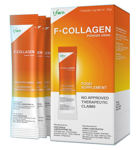 F-Collagen box and sachet with orange label