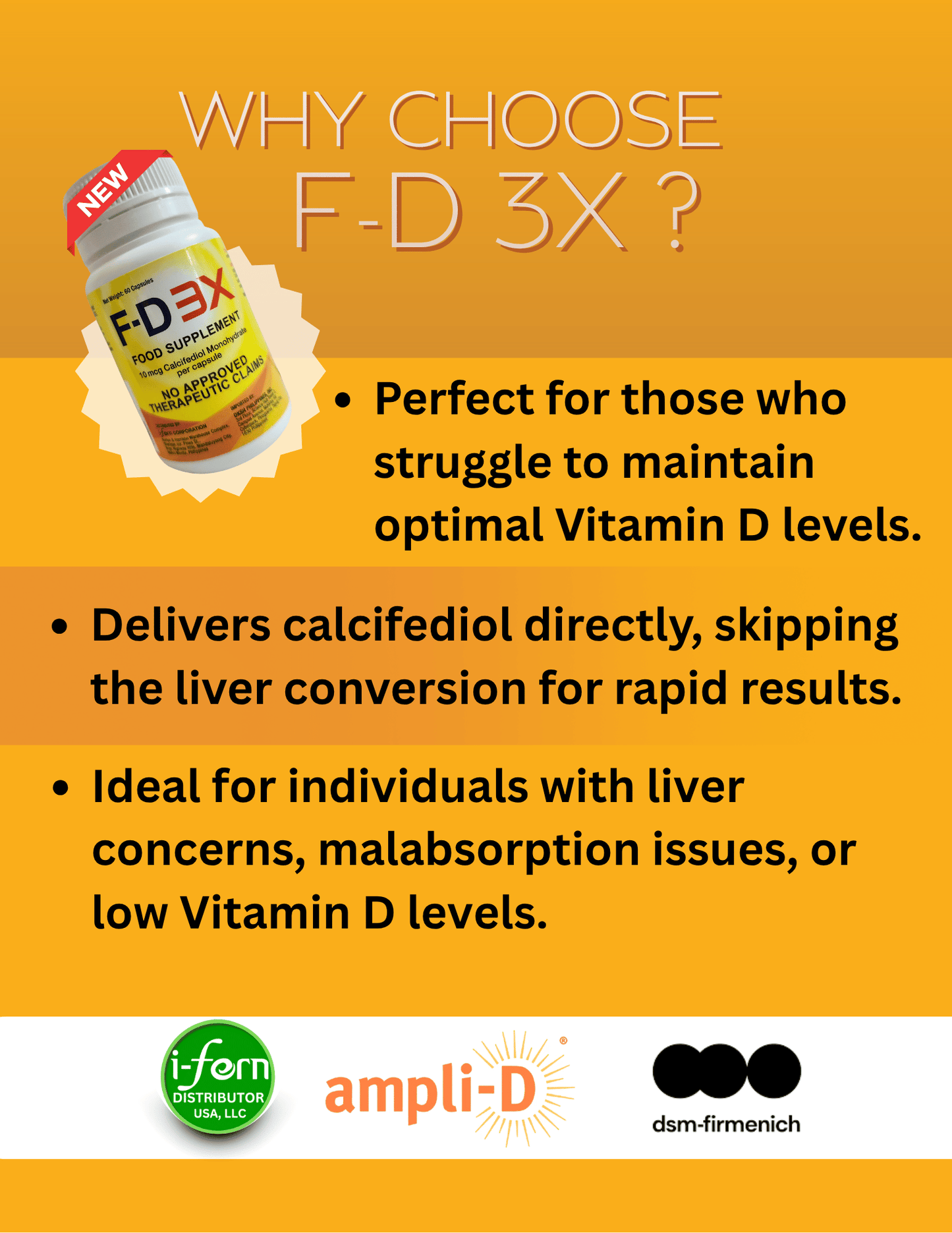 F-D 3X Calcifediol Vitamin D Supplement | I-Fern USA